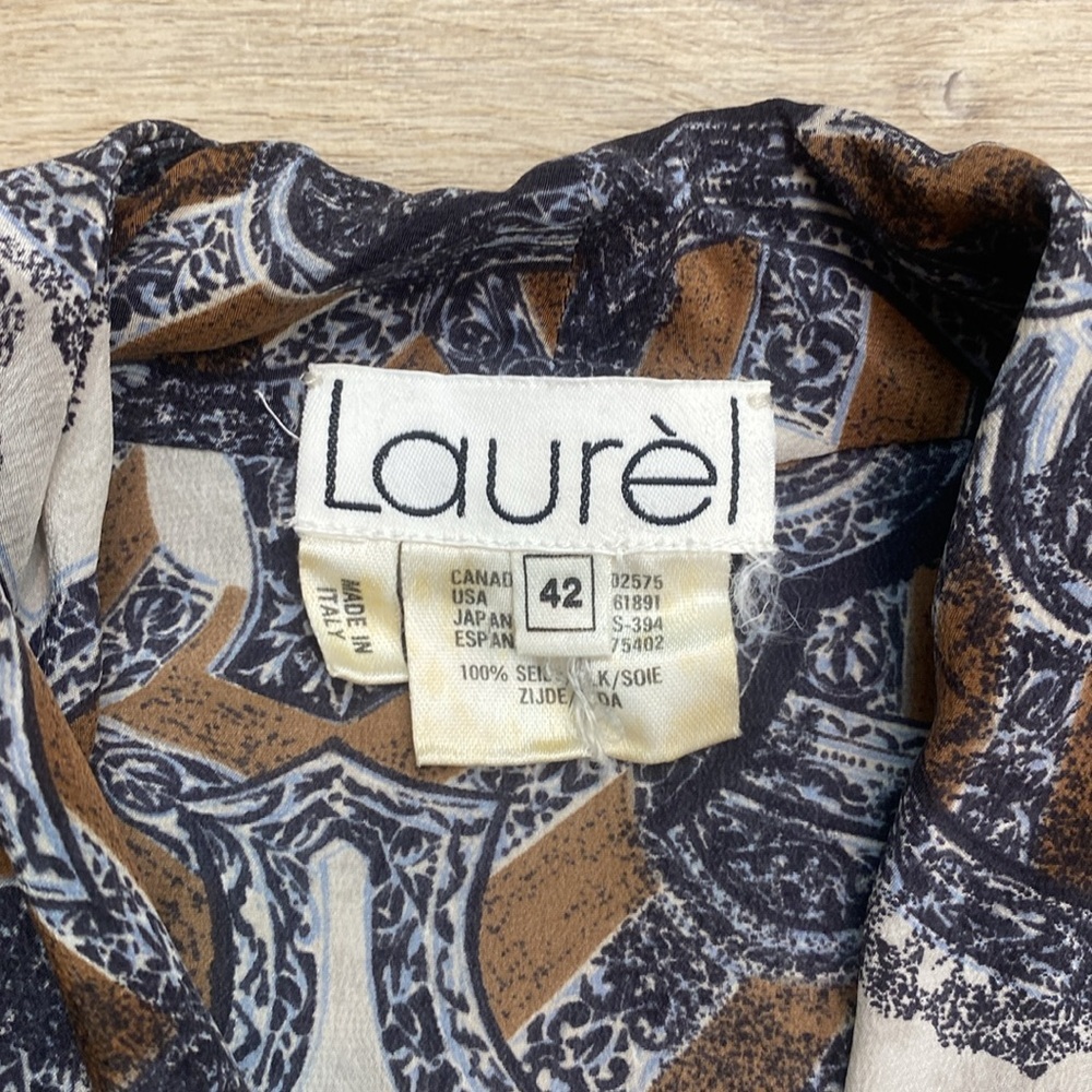 Escada Blue and Brown Patterned Blouse - Picture 9 of 12